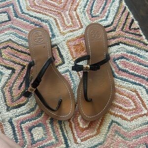 Tory Burch Black and Brown Sandals Minimalist Design